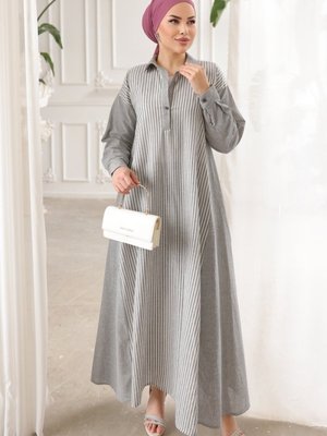 Siyah Çizgili Basic Elbise