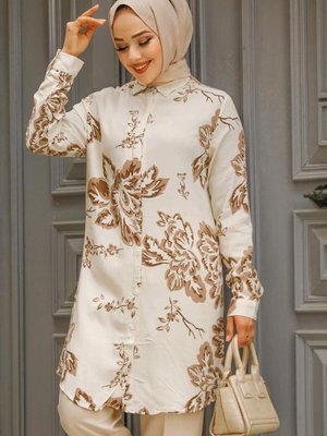 Desenli Kahverengi Tunik