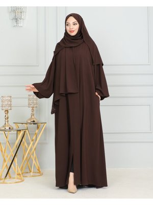 Kendinden Şallı Sade Abaya Yarasa Medine İpeği Kendinden Şallı Sade Abaya Yarasa Medine İpeği