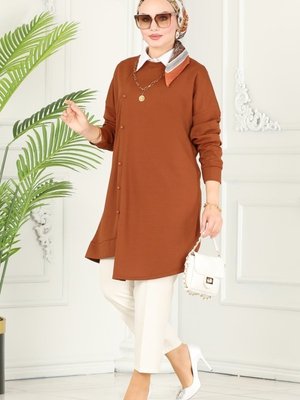 Taba Düğme Detaylı Tunik