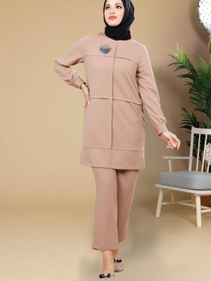 Sütlü Kahve Tunik Pantolon İkili Takım Sütlü Kahve Tunik Pantolon İkili Takım
