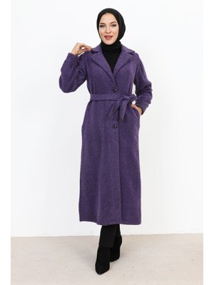 Mor Kruvaze Yaka Düğmeli Kap