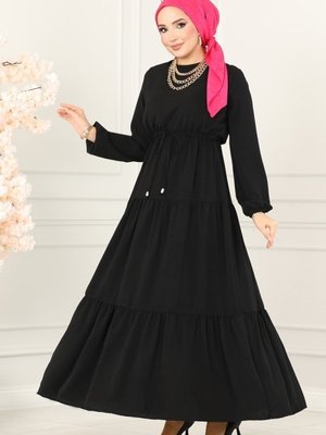 Siyah Beli Tünelli Aerobin Elbise