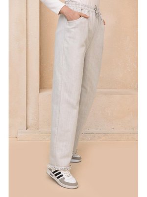 Saçaklı Kot Pantolon Taş