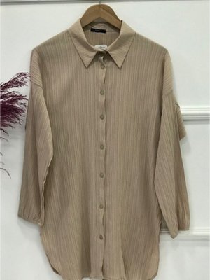 Kol Lastik Yırtmaç Detaylı Tunik Taş Kol Lastik Yırtmaç Detaylı Tunik Taş