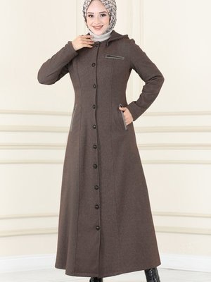 Kahve Kapüşonlu Kışlık Ferace Kahve Kapüşonlu Kışlık Ferace