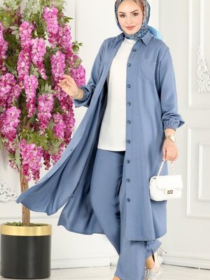 İndigo Cep Detaylı Viskon Takım