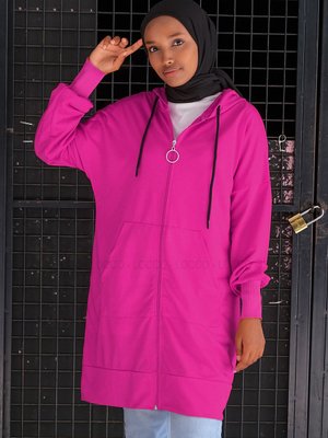 Fermuarlı Kanguru Cepli Sweat