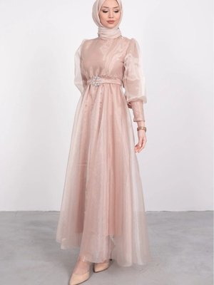 Kopya Hb Moda Collection Balon Kol Organze Elbise Kopya Hb Moda Collection Balon Kol Organze Elbise