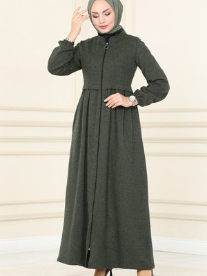 Haki Pat Detaylı Kışlık Ferace Haki Pat Detaylı Kışlık Ferace