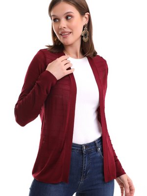 Bekletme Desenli Etek Baslamalı Önü Açık Klasik Penye Hırka Bekletme Desenli Etek Baslamalı Önü Açık Klasik Penye Hırka