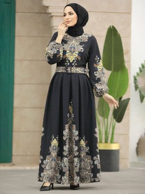 Siyah Atlas Kumaş Elbise