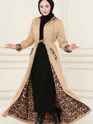 Açık Latte Leopar Desenli Trençkot Açık Latte Leopar Desenli Trençkot