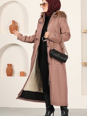 Pudra Vizyon İçi Kürklü Bondit Trençkot Pudra Vizyon İçi Kürklü Bondit Trençkot