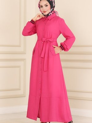 Fuşya Ribanalı Mevsimlik Ferace Fuşya Ribanalı Mevsimlik Ferace