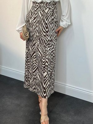 Mia Zebra Desen Etek Krem Mia Zebra Desen Etek Krem