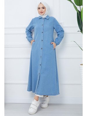 Mavi Düğmeli Kot Kap