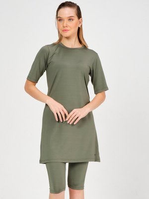 Haki Basic Yarım Kol Battal Yarı Kapalı Mayo