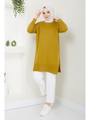 Yağ Yeşili Mevsimlik İnce Merserize Salaş Triko Tunik Yağ Yeşili Mevsimlik İnce Merserize Salaş Triko Tunik