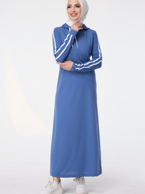 Indıgo Kolları Çizgili Kapüşonlu Spor Elbise Indıgo Kolları Çizgili Kapüşonlu Spor Elbise