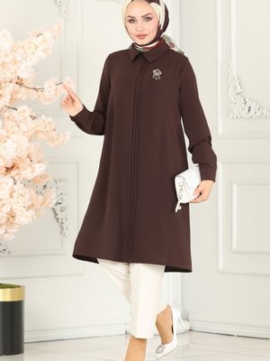 Kahve Pat Detaylı Aerobin Tunik
