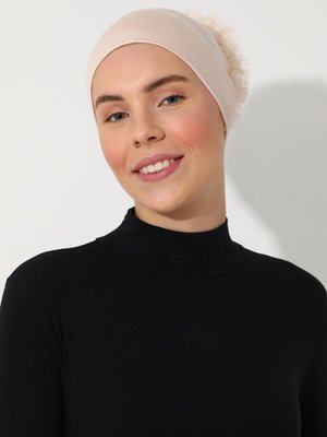 Açık Bej Topuzlu Bone