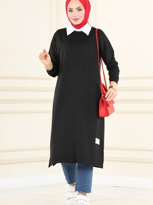 Siyah Arma Detaylı Basic Tunik
