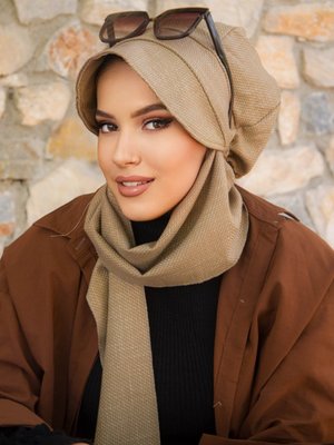 Atkılı Şapka Bej Desen