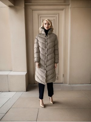 Bej Kapuşonlu Şişme Mont Bej Kapuşonlu Şişme Mont