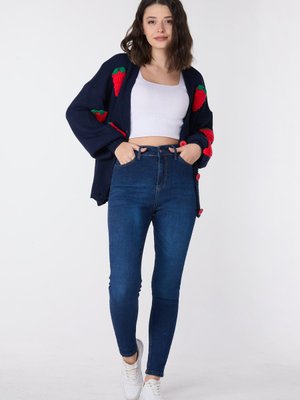 Koyu Mavı Skinny Likralı Kot Pantolon Koyu Mavı Skinny Likralı Kot Pantolon