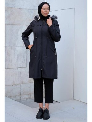 Siyah Yıldızlı İçi Kürklü Mont Siyah Yıldızlı İçi Kürklü Mont