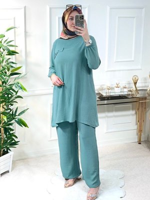 Azade Cep Detaylı Ayrobin İkili Takım Petrol Yeşili Azade Cep Detaylı Ayrobin İkili Takım Petrol Yeşili