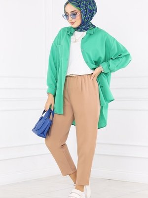 Latte Beli Lastikli Dabıl Pantolon Latte Beli Lastikli Dabıl Pantolon