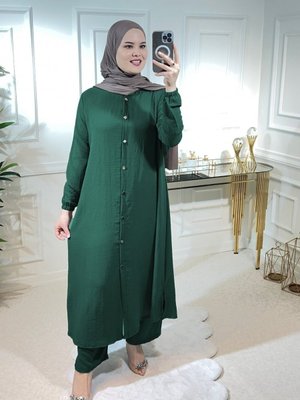 Düğmeli Ayrobin Takım Zümrüt Düğmeli Ayrobin Takım Zümrüt