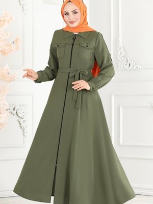 Haki Düğme Detay Ferace