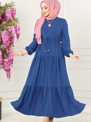 İndigo Beli Tünelli Aerobin Elbise