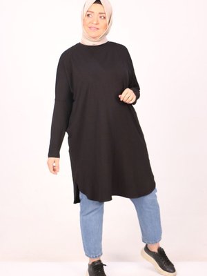 Siyah Büyük Beden Basic Penye Tunik