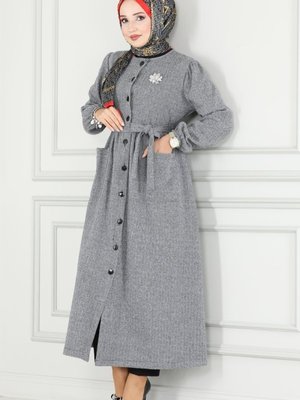 Gri Kemerli Balıksırtı Ferace & Elbise Gri Kemerli Balıksırtı Ferace & Elbise