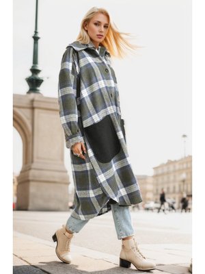 Haki 4005b Ekose Desenli Düğmeli Kaban Haki 4005b Ekose Desenli Düğmeli Kaban