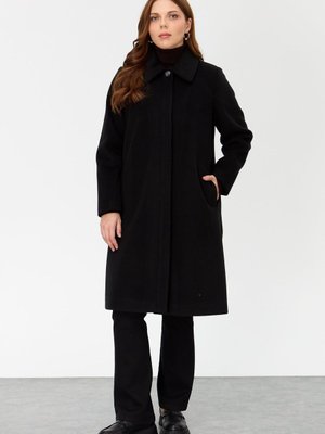 Büyük Beden Kaşe Kaban Siyah