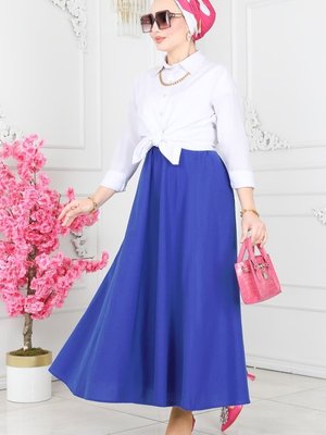 Saks Cep Detaylı Terikoton Etek Saks Cep Detaylı Terikoton Etek