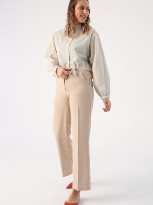 Bej Cepli Bol Paça Pantolon