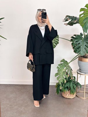 Owersize Ceket Takım Siyah Owersize Ceket Takım Siyah