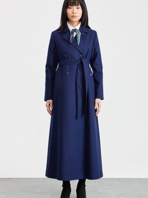 Kruvaze Kaşe Manto Lacivert