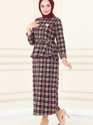 Bordo Kalem Etekli Kışlık Takım