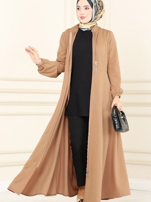 Latte Yakası Bağcıklı Ferace