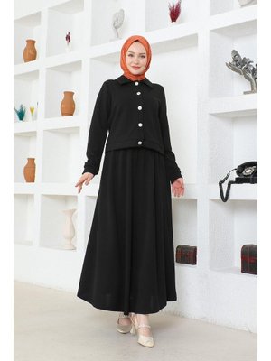 Siyah Elsa Etekli Scuba Takım