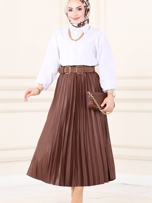 Kahve Piliseli Etek Kahve Piliseli Etek