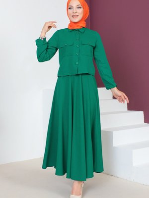 Etekli İkili Takım Zümrüt Yeşili