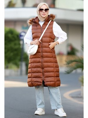 Kahve Leroy Çift Cepli Şişme Yelek